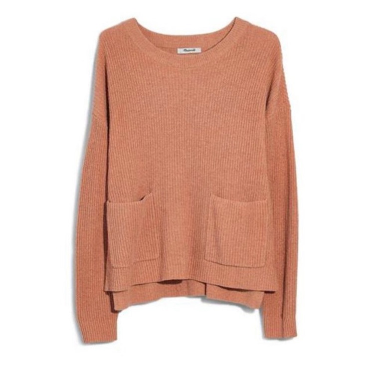Pink Patch Pocket Pullover Sweater
